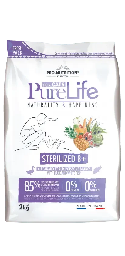 Flatazor Pure Life: Sterilized 8+ with Duck and White Fish