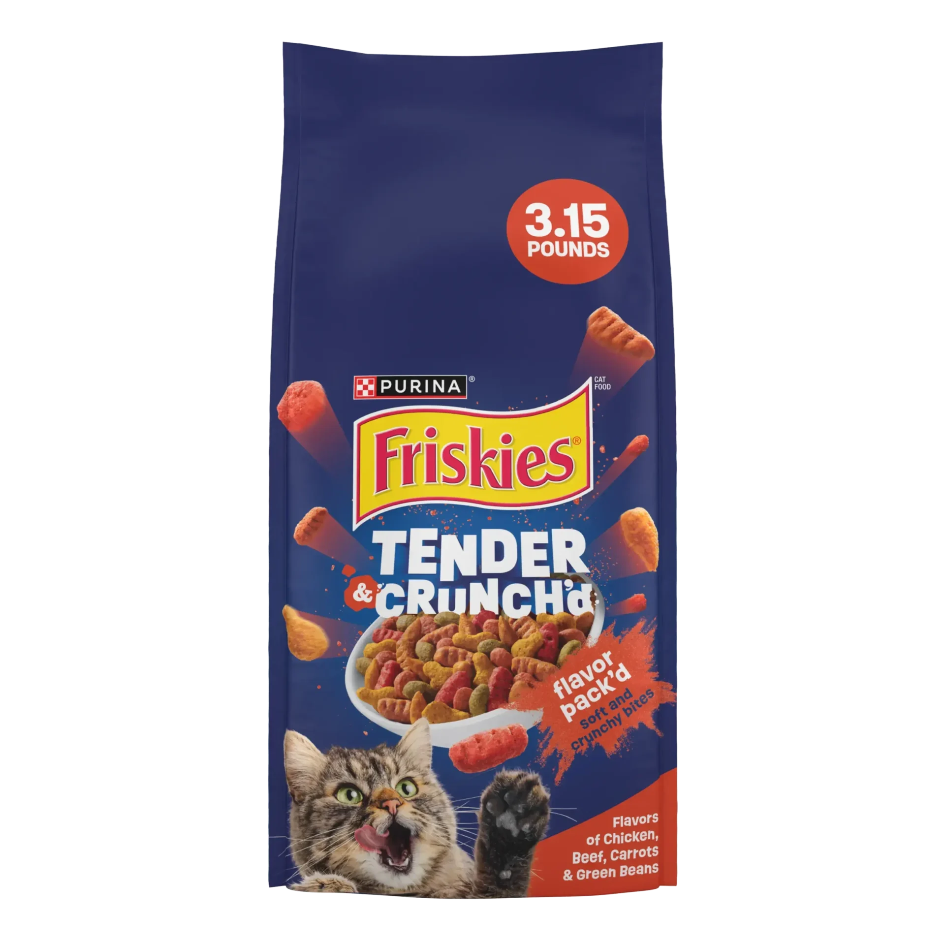 Friskies: Tender & Crunch’d Dry Cat Food With Flavors of Chicken, Beef, Carrots & Green Beans