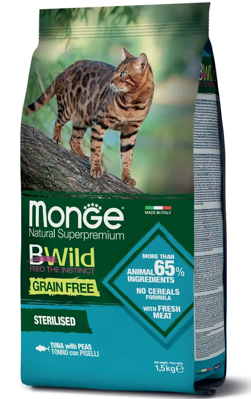 Monge: BWild - Grain Free Formula Sterilised Cat Tuna with Peas