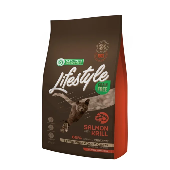 Nature's Protection: Lifestyle - Grain Free for adult cats with Salmon and Krill after sterilisation