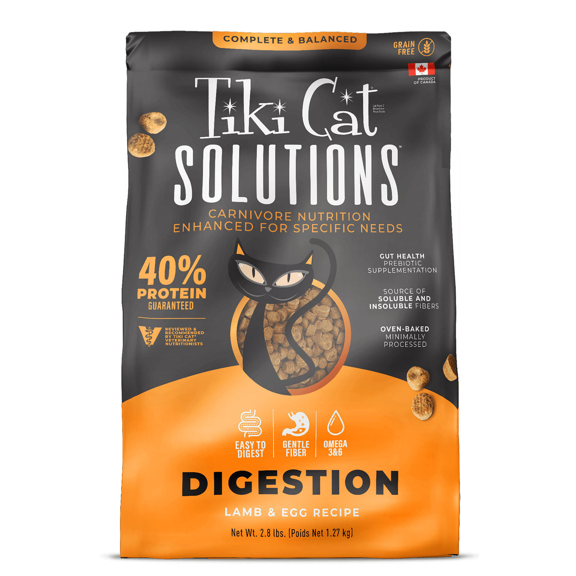 Tiki Cat: Solutions™ - Digestion, Baked Kibble: Lamb & Egg Recipe